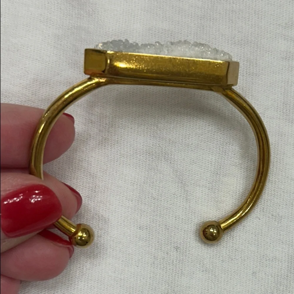 Gold Kinsley Armelle Cuff Bracelet with White Stone - Picture 1 of 4